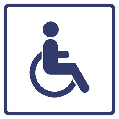 Визуальный знак "Доступность для инвалидов, передвигающихся на креслах-колясках" ГОСТ Р 521131, ПОЛИСТИРОЛ - фото 14044