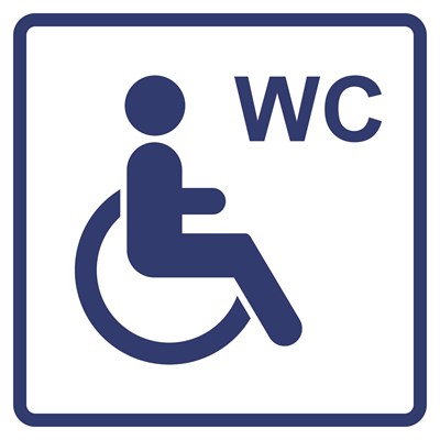 Визуальный знак "Туалет доступный для инвалидов на кресле-коляске" ГОСТ Р 521131, ПОЛИСТИРОЛ - фото 14051