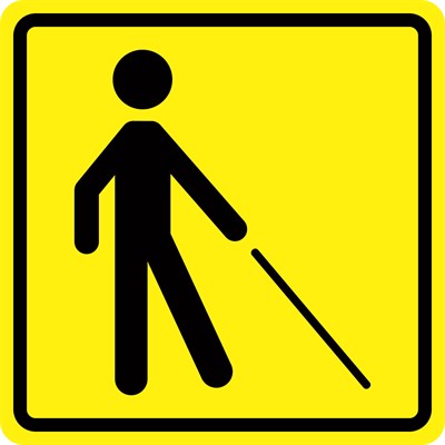 Визуальный знак "Уступите дорогу человеку с белой тростью" ГОСТ Р 521131, ПОЛИСТИРОЛ - фото 14057