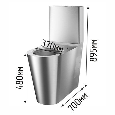 Высокий унитаз-компакт из нержавеющей стали  с удлинённой чашей для инвалидов - фото 20159