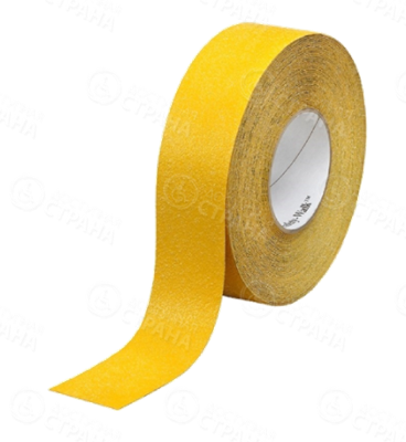 Наклейка "Желтая полоса" лента с абразивным покрытием  для ступеней и других поверхностей 100мм - фото 21155