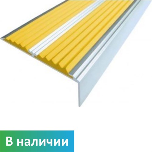 Алюминиевый угол-накладка с 2-мя резиновыми вставками на ступени, 133 см - фото 26660