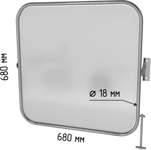 Зеркало поворотное травмобезопасное для МНГ 680х680 мм - фото 27956