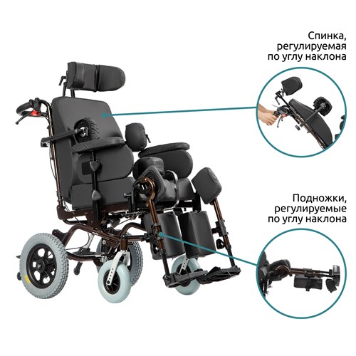 Кресло-коляска инвалидная управляемая сопровождающим лицом для малоподвижных пользователей Люкс 200 - фото 35203