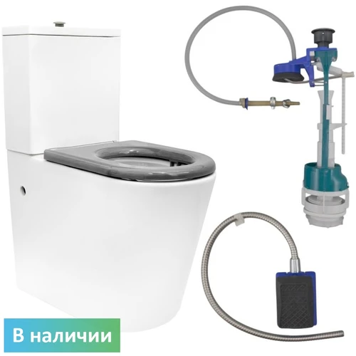 Унитаз для инвалидов напольный соответствующий нормам DSTRANA с педалью для смыва 4620-СП - фото 42523
