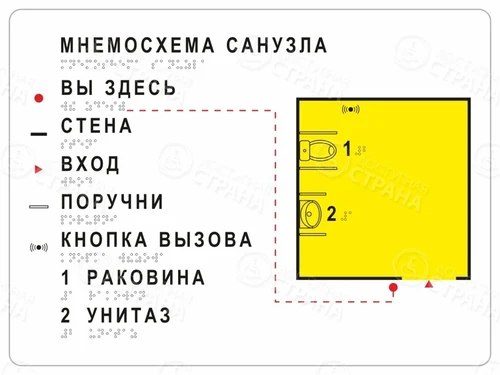Тактильная мнемосхема для небольшого помещения 300х400мм, ПВХ 9671 - фото 44478