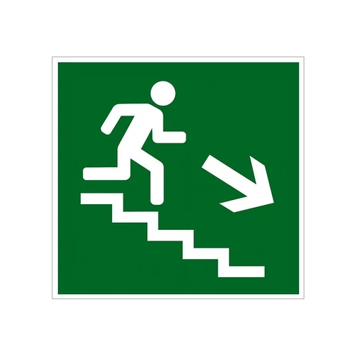 E13 Направление к эвакуационному выходу по лестнице вниз (направо), ПВХ фотолюминесцентный 6865-ф - фото 44748