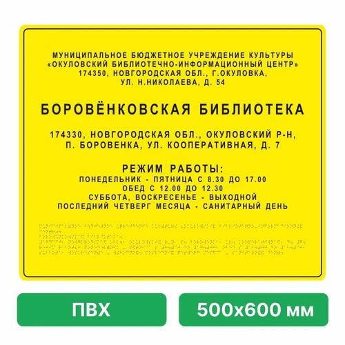 Комплексная тактильная вывеска, 500х600мм, ПВХ ПВХ-4813 - фото 45024