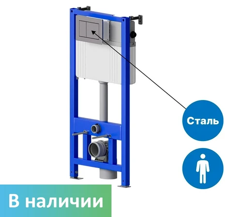 Инсталляция SANTEYA FRAME для подвесного унитаза SANTEYA UNITY с кнопкой смыва из нержавеющей стали SANTEYA STEEL 9394 - фото 45115