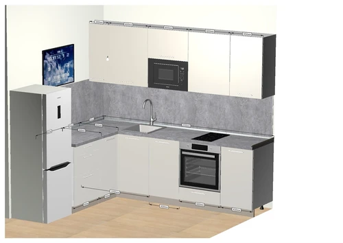 Готовый набор оборудования с угловым кухонным гарнитуром для оснащения жилого модуля "Кухня" 9281 - фото 46279