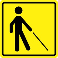 Визуальный знак "Уступите дорогу человеку с белой тростью" ГОСТ Р 521131, ПВХ 3мм