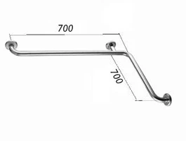 Поручень для инвалидов для ванны и душа астенный угловой 700х700мм - Правый 3226-п