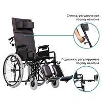 Кресло-коляска инвалидная c откидной спинкой  Риклайн 100