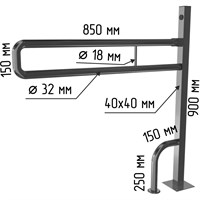 Поручень откидной на стойке по ГОСТ 900x150х850 мм (для унитазов арт.2729, 4621, 4622) 8090-850