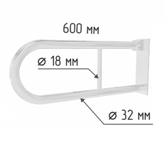 Поручень для зоны приема душа настенный поворотно-откидной U-образный 600х200 мм, белый 8900