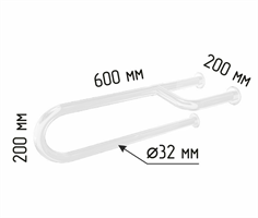 Поручень к раковине настенный трехопорный стационарный U-образный, 600 мм, белый 8901