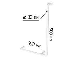 Поручень к зоне приема душа настенный стационарный Г-образный, 900х600 мм, белый 8899
