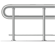 Ограждение для пандуса для инвалидов, поручень двойной с одним ригелем 50,2 мм 8939