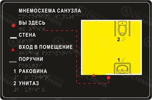 Тактильная мнемосхема помещения / санузла 200х300мм черная, ПОЛИСТИРОЛ 9344