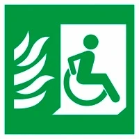 Эвакуационные пути для инвалидов ("Выход здесь") правосторонний, 200х200мм, ПВХ фотолюминесцентный 9363-ф