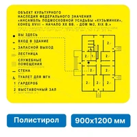 Тактильная мнемосхема, 900х1200 мм, жёлтая, ПОЛИСТИРОЛ 2395-3