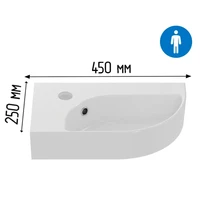 Раковина подвесная угловая DS Камео 45, левая 8864