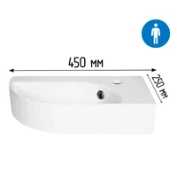 Раковина подвесная угловая DS Камео 45, правая 8864-2