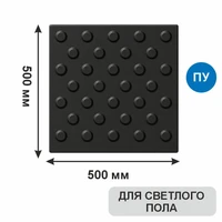 Тактильная плитка тротуарная (полиуретановая, 500х500 мм, конусообразные (ш) рифы), черная 7927