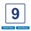 Плоскостная пиктограмма номер этажа для размещения напротив лифта из полистирола, 150х150 мм, 9 этаж 10759 - фото 55500
