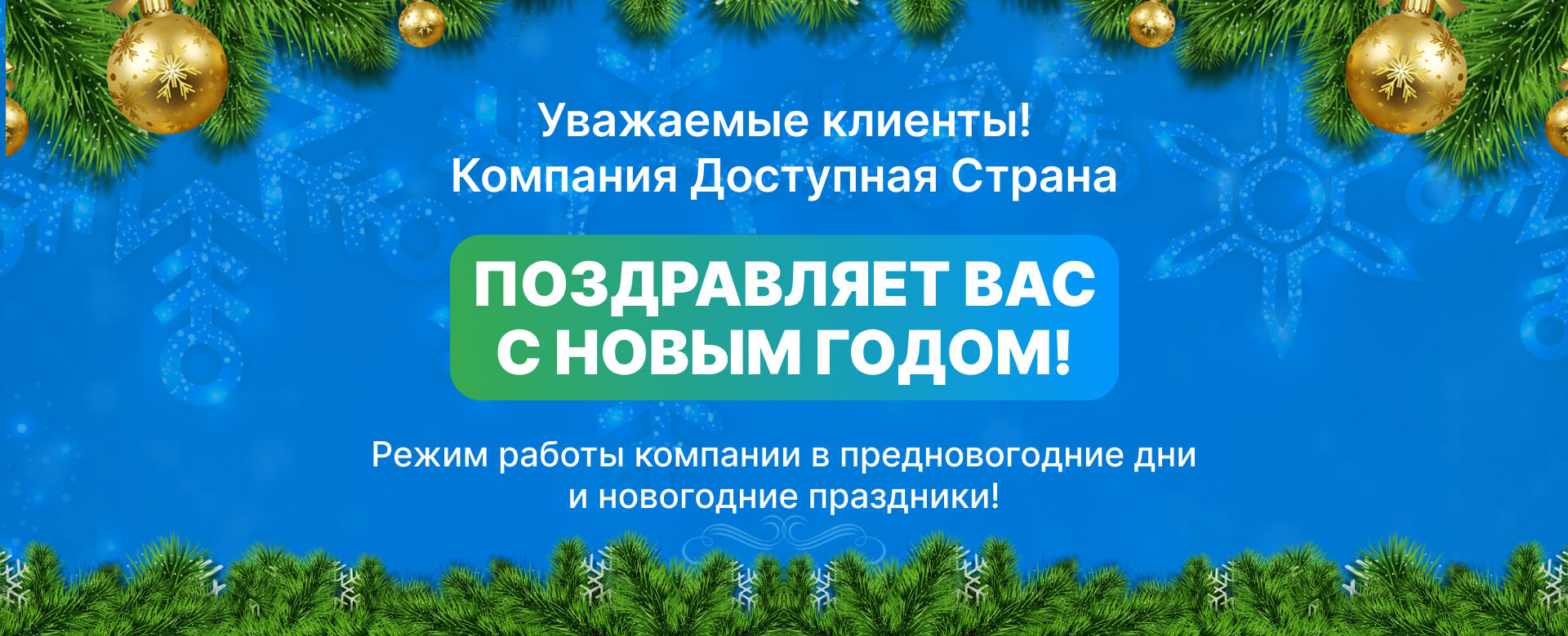 Поздравляем с Новым 2024 годом и Рождеством! Режим работы в новогодний  период - Dostupnaya-Strana.ru