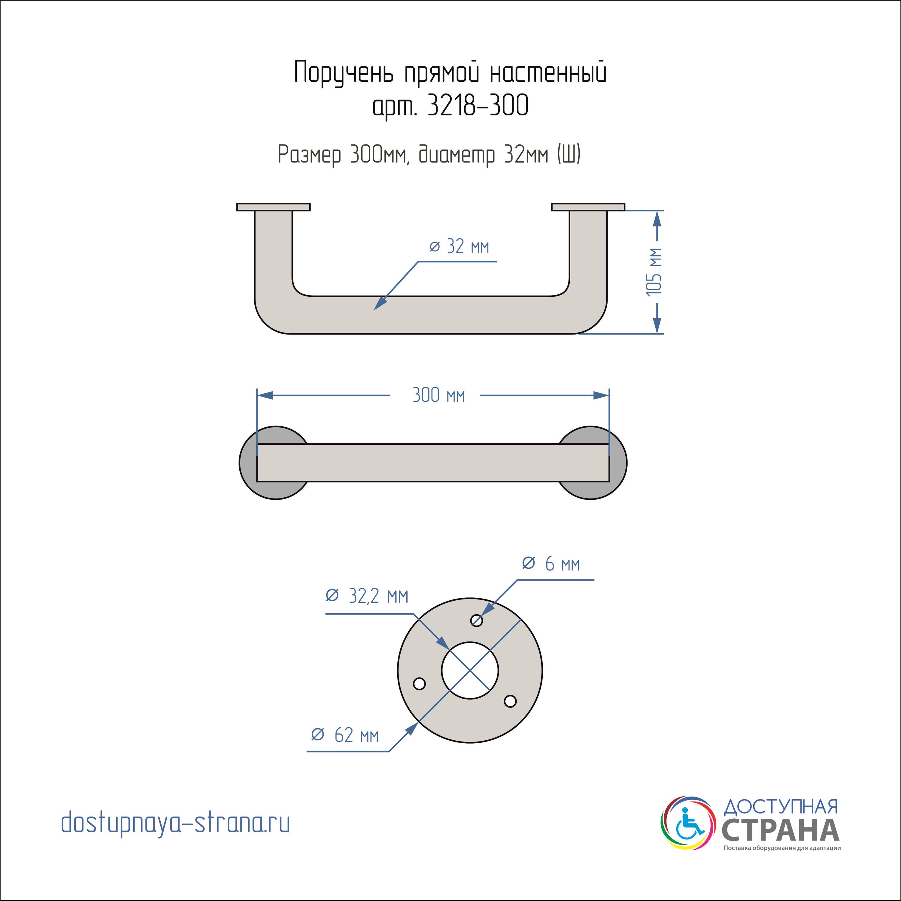 Поручень для инвалидов в туалет настенный